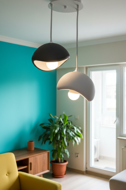 Black and Gray Decorative 2-Light Pendant Chandelier (Includes 2x Gift Bulbs)