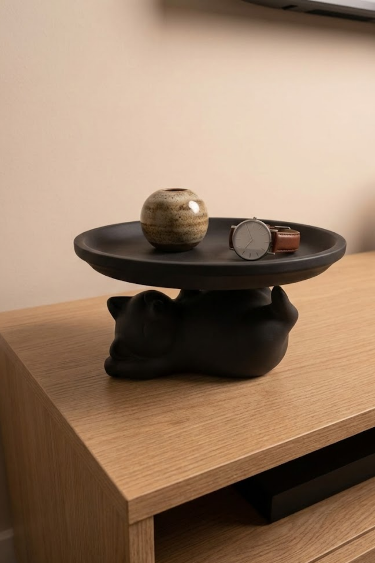 3D Black Cat Figured Decorative Presentation Stand 17 cm Hi