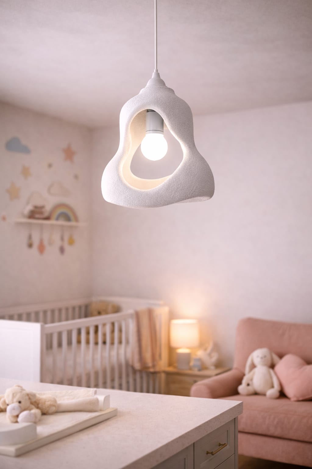 Rustic Perforated Scandinavian Series Concrete Look Single Pendant