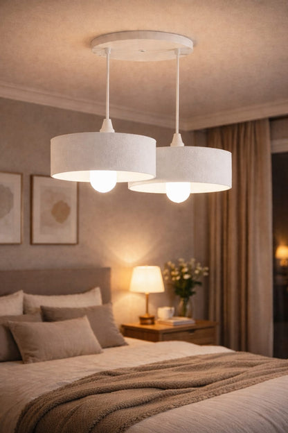 Double Concrete Look Oval Pendant Chandelier, Vegan, Salon Kitchen