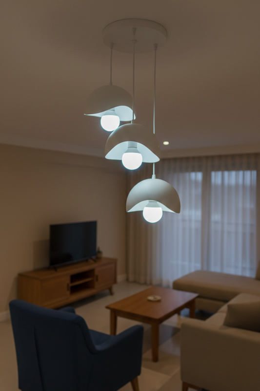 Concrete Look 3-Light Pendant Chandelier, Dust-Free Bio Structure (Includes 3x Gift Bulbs)