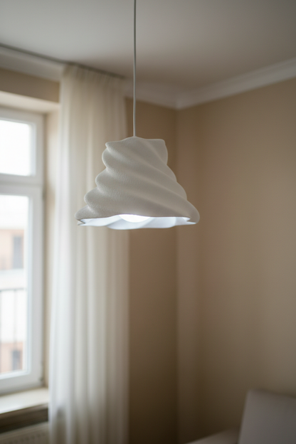 Modern Stroom Concrete Textured Pendant Light – Decorative 3D Oval Chandelier for Living Room (Includes Free E27 Bulb)