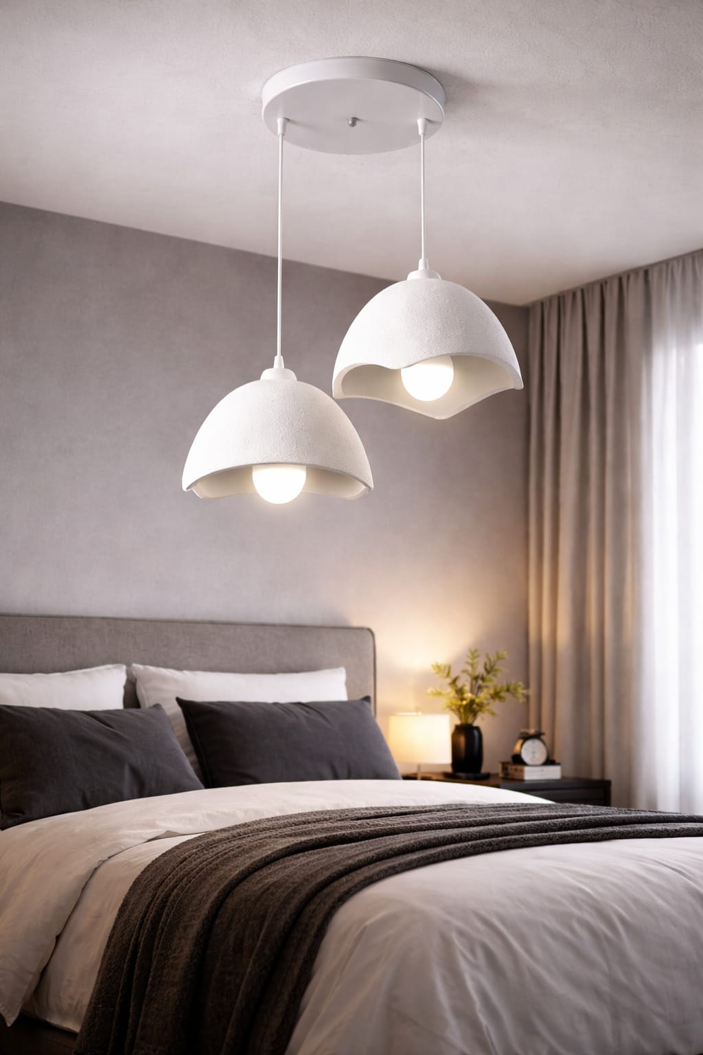Double Concrete Look Hat Pendant Chandelier, Loft Style, Eco-Friendly