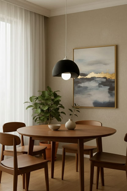 Black Concrete Look Modern Pendant Chandelier, Vegan & Dust-Free