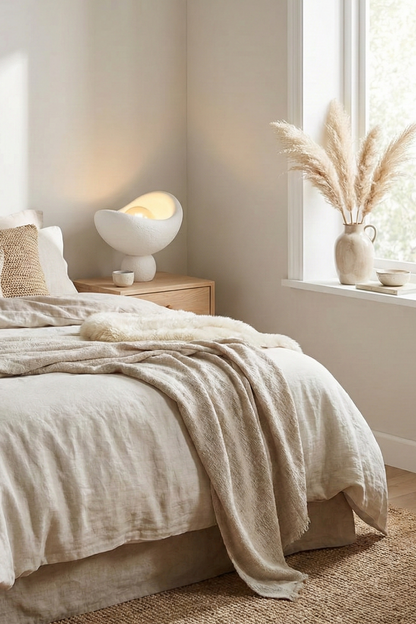 Luna Design White Bronze Table Lamp, Soft Amber Light, Includes Gift Rustic Bulb 20 x 37 cm White