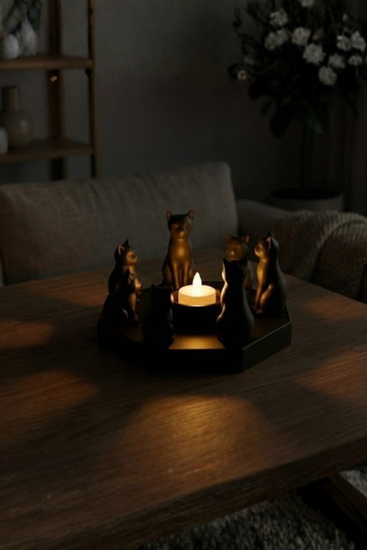 Decorative Cats Ritual Serenity Yoga Candle Holder Trinket 14
