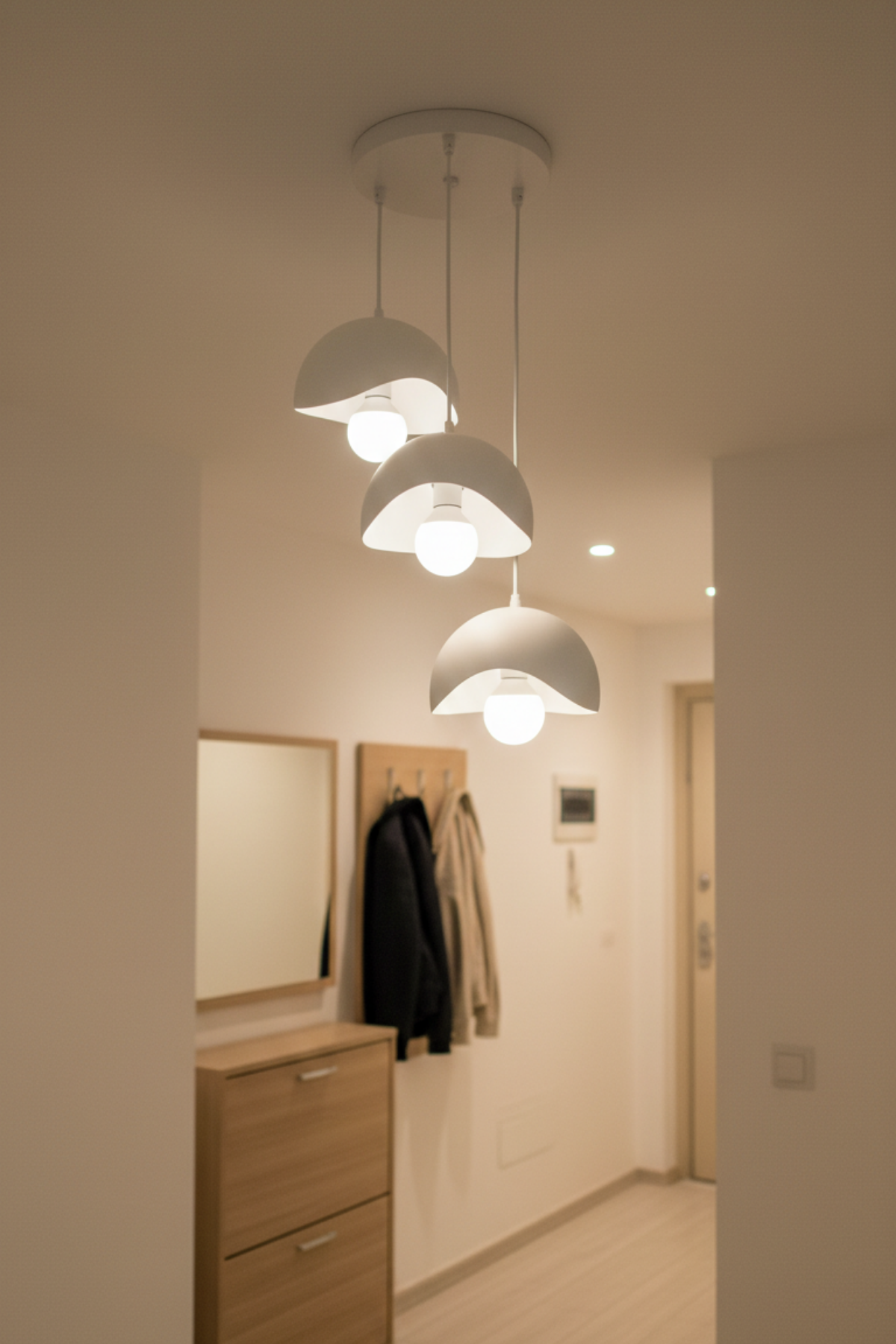 Concrete Look 3-Light Pendant Chandelier, Dust-Free Bio Structure (Includes 3x Gift Bulbs)