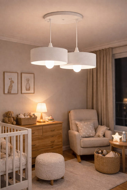 Double Concrete Look Oval Pendant Chandelier, Vegan, Salon Kitchen