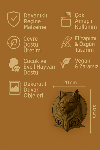 Decorative Gray Wolf Gold Gift Office Home Decor 20 Cm