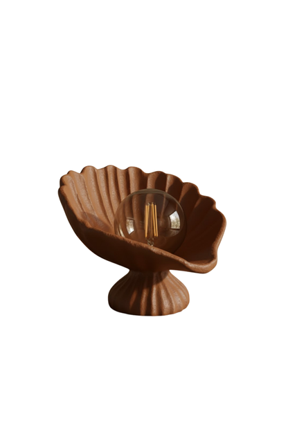 Seashell Lampshade Concrete Textured Modern Night Light | Decorative Desktop Lighting 25 x 20 cm Brown