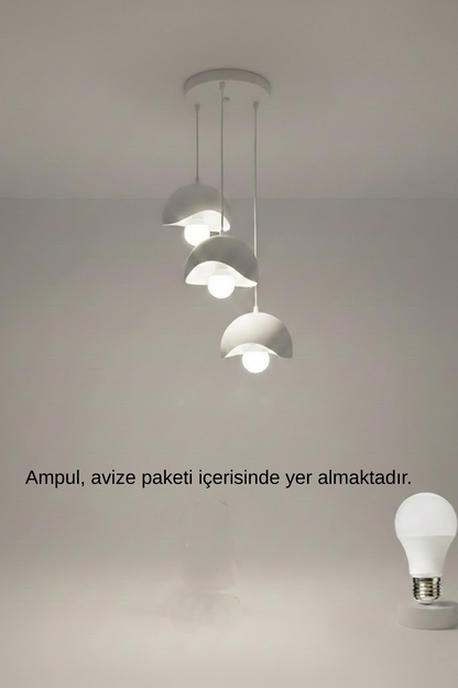 Concrete Look 3-Light Pendant Chandelier, Dust-Free Bio Structure (Includes 3x Gift Bulbs)