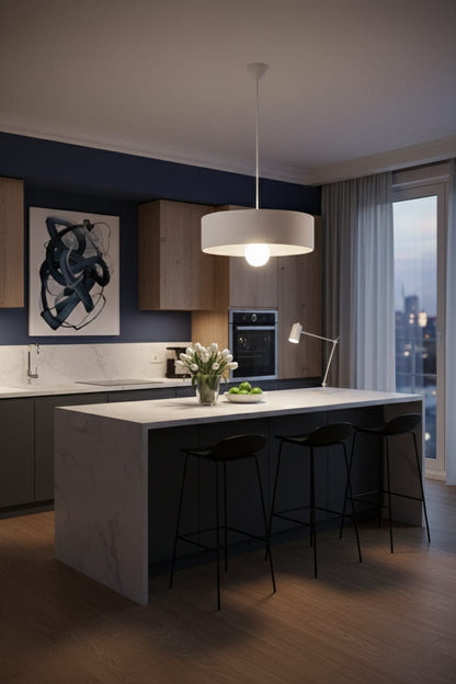Modern Oval Luxury Concrete Look Chandelier - Vegan, Dust-Free Pendant Light for Living Room, Kitchen & Sitting Room