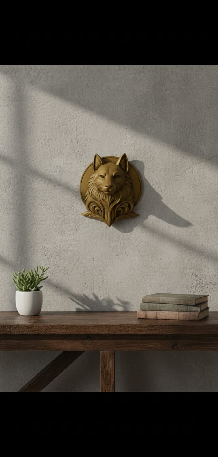 Decorative Gray Wolf Gold Gift Office Home Decor 20 Cm