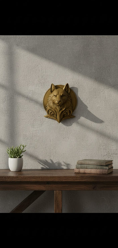 Decorative Gray Wolf Gold Gift Office Home Decor 20 Cm