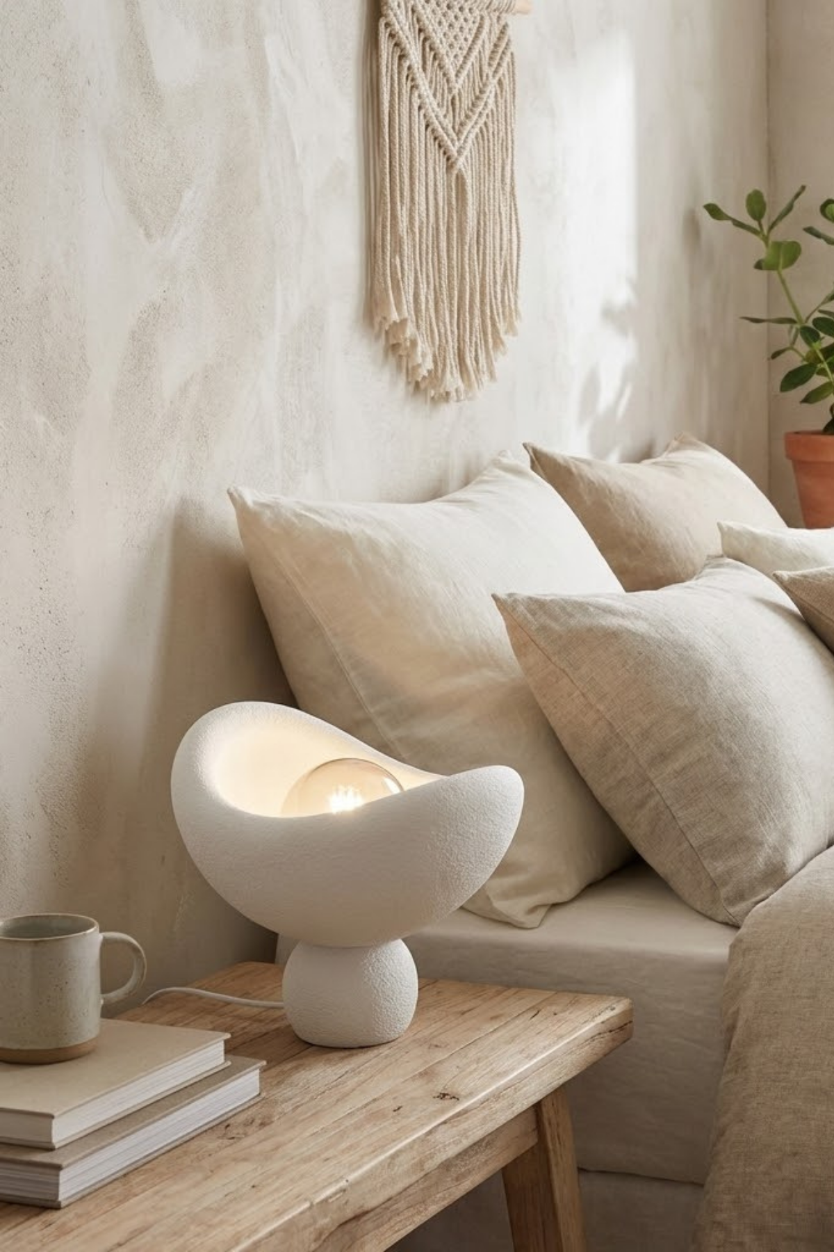 Luna Design White Bronze Table Lamp, Soft Amber Light, Includes Gift Rustic Bulb 20 x 37 cm White