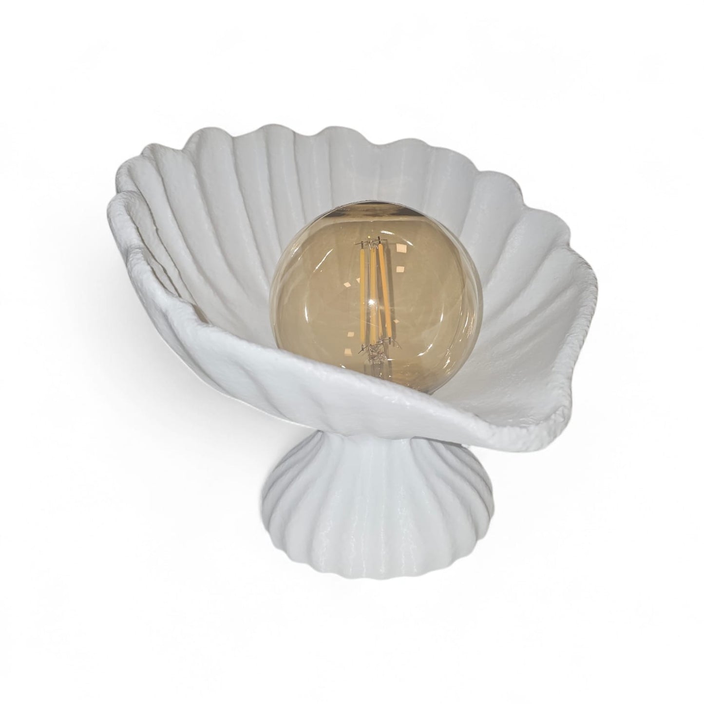 Seashell Lampshade Concrete Textured Modern Night Light | Decorative Desktop Lighting 25 x 20 cm White
