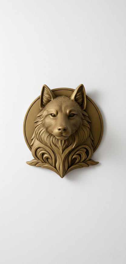 Decorative Gray Wolf Gold Gift Office Home Decor 20 Cm
