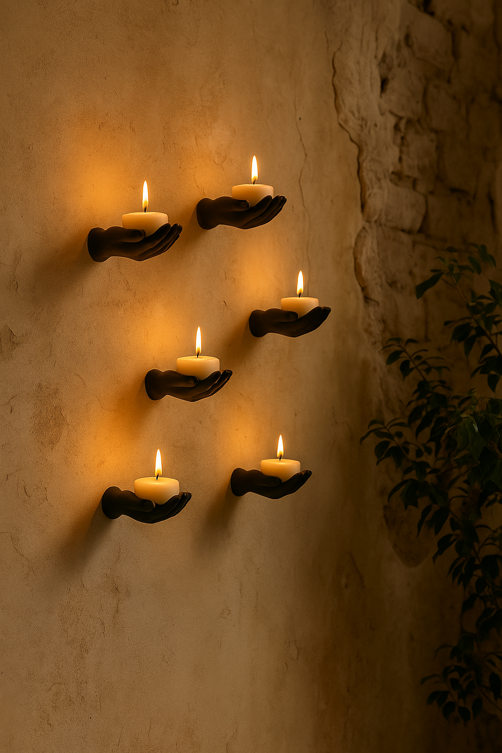 5-piece Hand Figured Decorative Tealight Holder Set Stickable