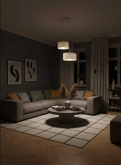 Luxury White Dual Modern Pendant Chandelier – Decorative 3D Lighting Set for Living Room & Kitchen (Includes Free Bulb)