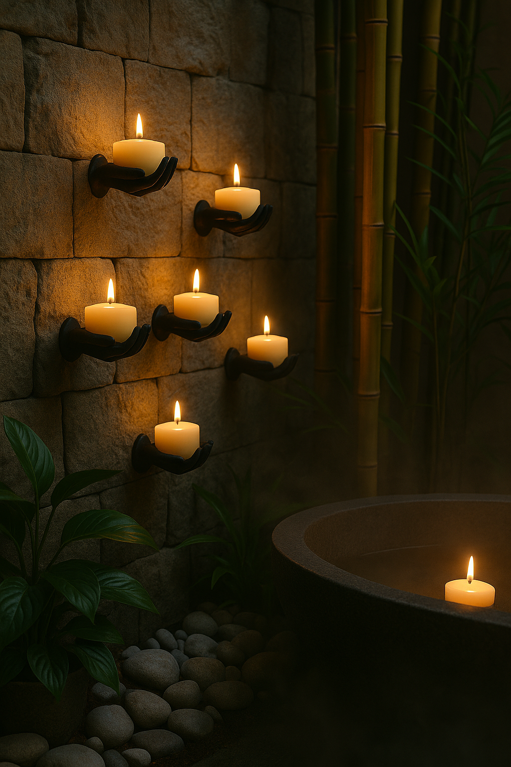 5-piece Hand Figured Decorative Tealight Holder Set Stickable