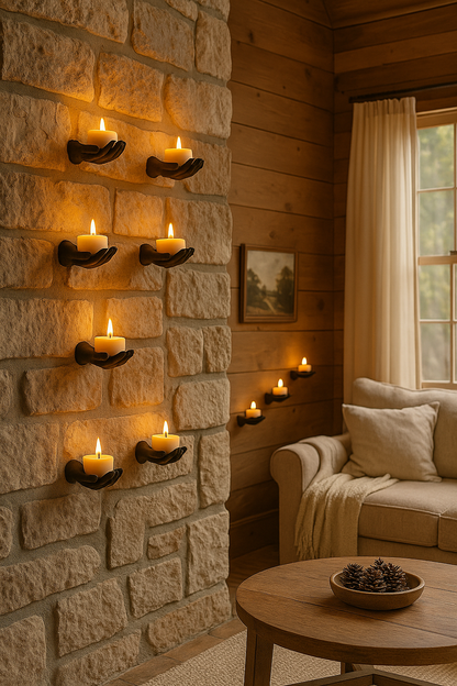 5-piece Hand Figured Decorative Tealight Holder Set Stickable