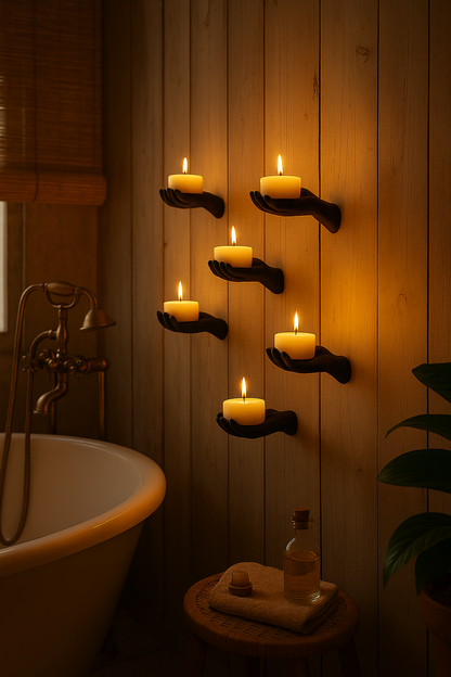 5-piece Hand Figured Decorative Tealight Holder Set Stickable