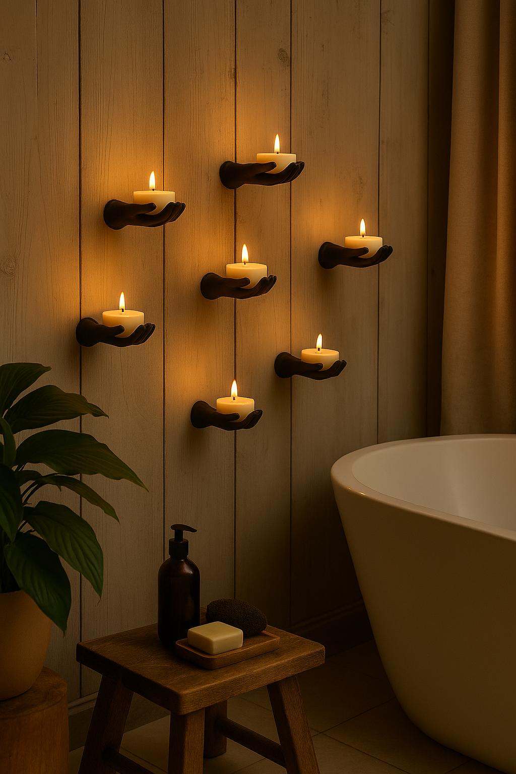 5-piece Hand Figured Decorative Tealight Holder Set Stickable