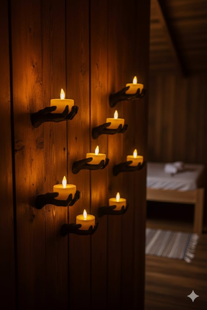 5-piece Hand Figured Decorative Tealight Holder Set Stickable