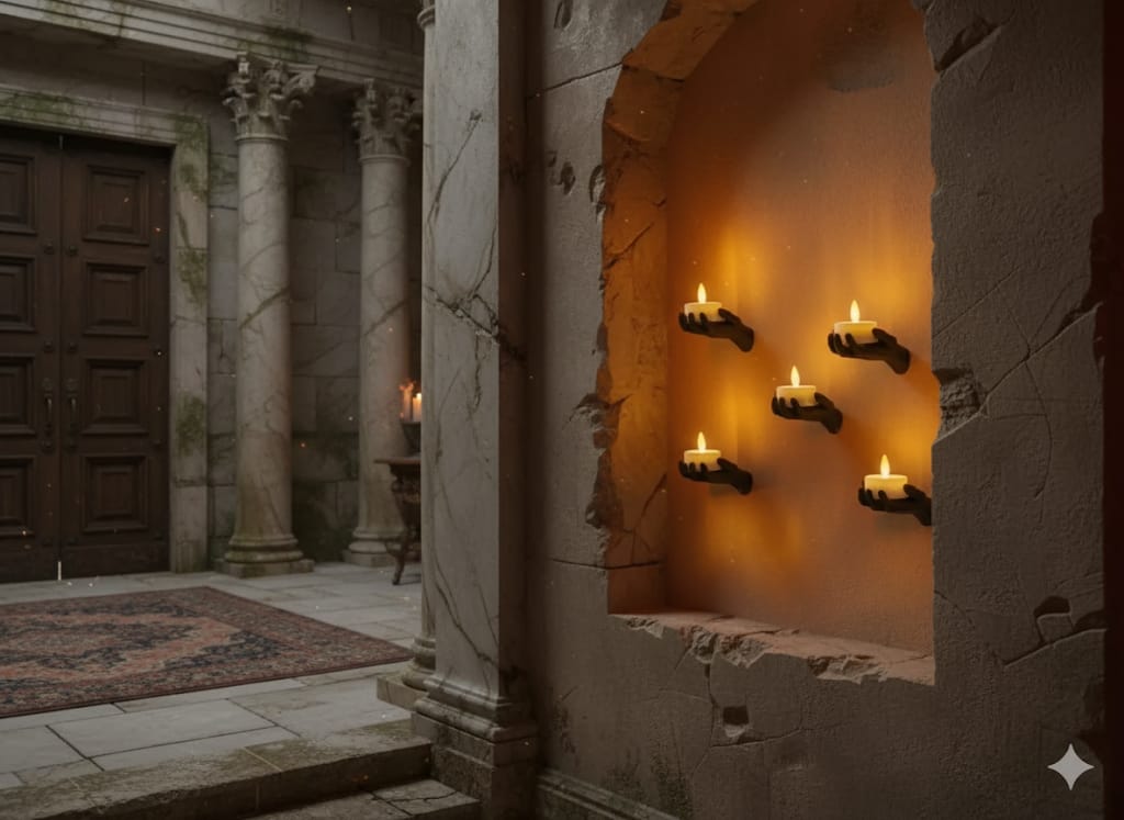 5-piece Hand Figured Decorative Tealight Holder Set Stickable