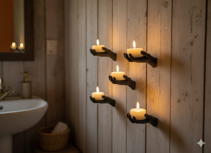 5-piece Hand Figured Decorative Tealight Holder Set Stickable