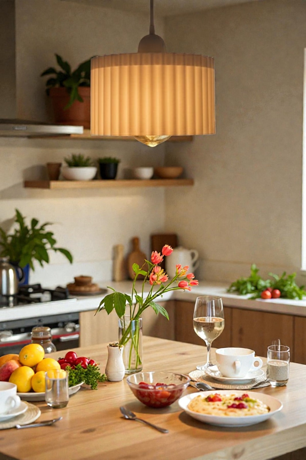 Luxury White Modern Decorative Pendant Chandelier – Elegant 3D Lighting for Living Room & Kitchen (Includes Free Bulb)