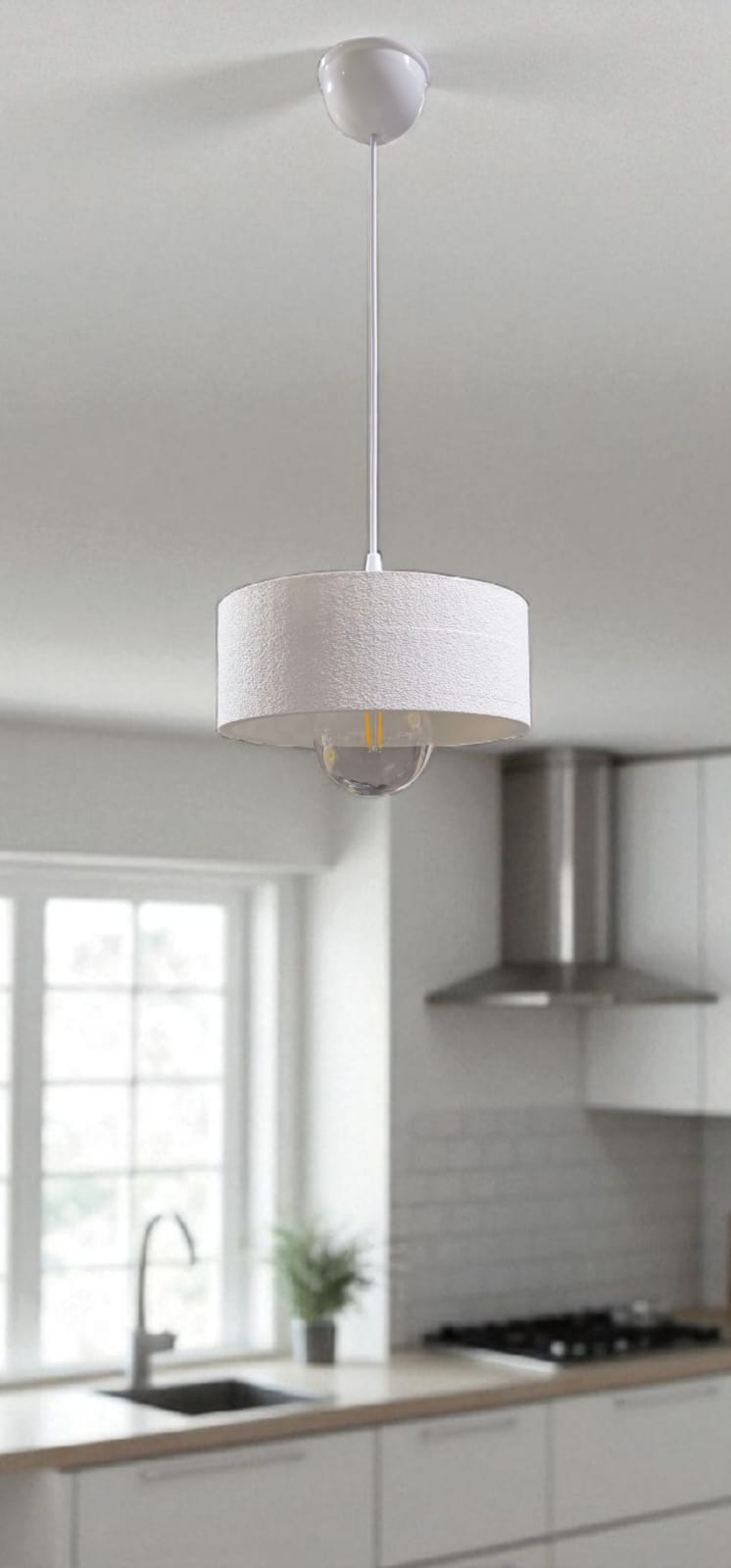 Modern Oval Luxury Concrete Look Chandelier - Vegan, Dust-Free Pendant Light for Living Room, Kitchen & Sitting Room