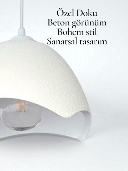 Concrete Look Hat Pendant Chandelier - Modern Hat-Shaped Design & Stylish Interior Lighting