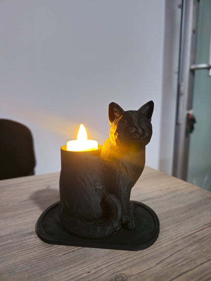 Black Mosaic Decorative Cat Trinket Led Candled Stylish Home Off