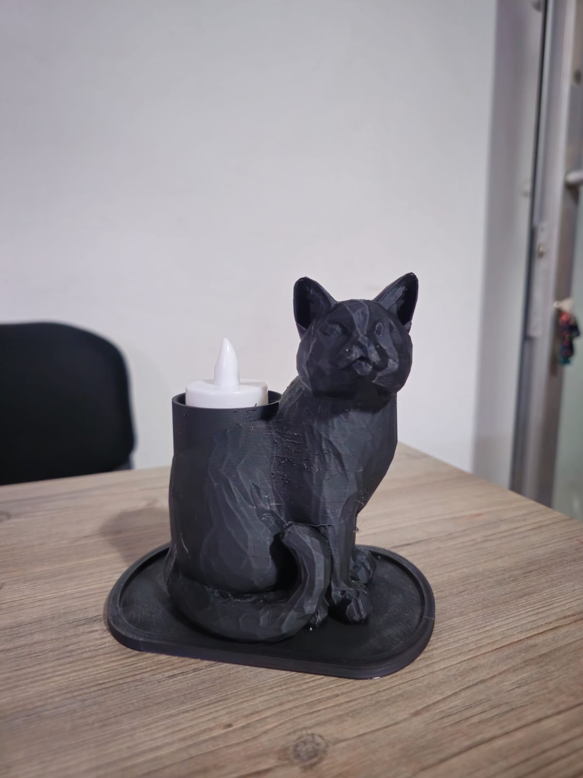 Black Mosaic Decorative Cat Trinket Led Candled Stylish Home Off
