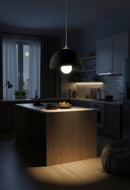 Black Concrete Look Modern Pendant Chandelier, Vegan & Dust-Free