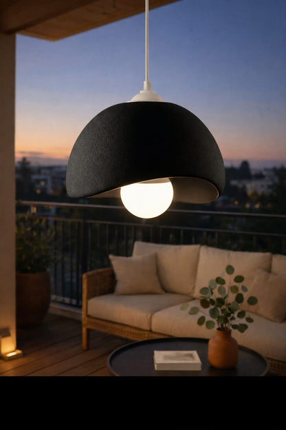 Black Concrete Look Modern Pendant Chandelier, Vegan & Dust-Free