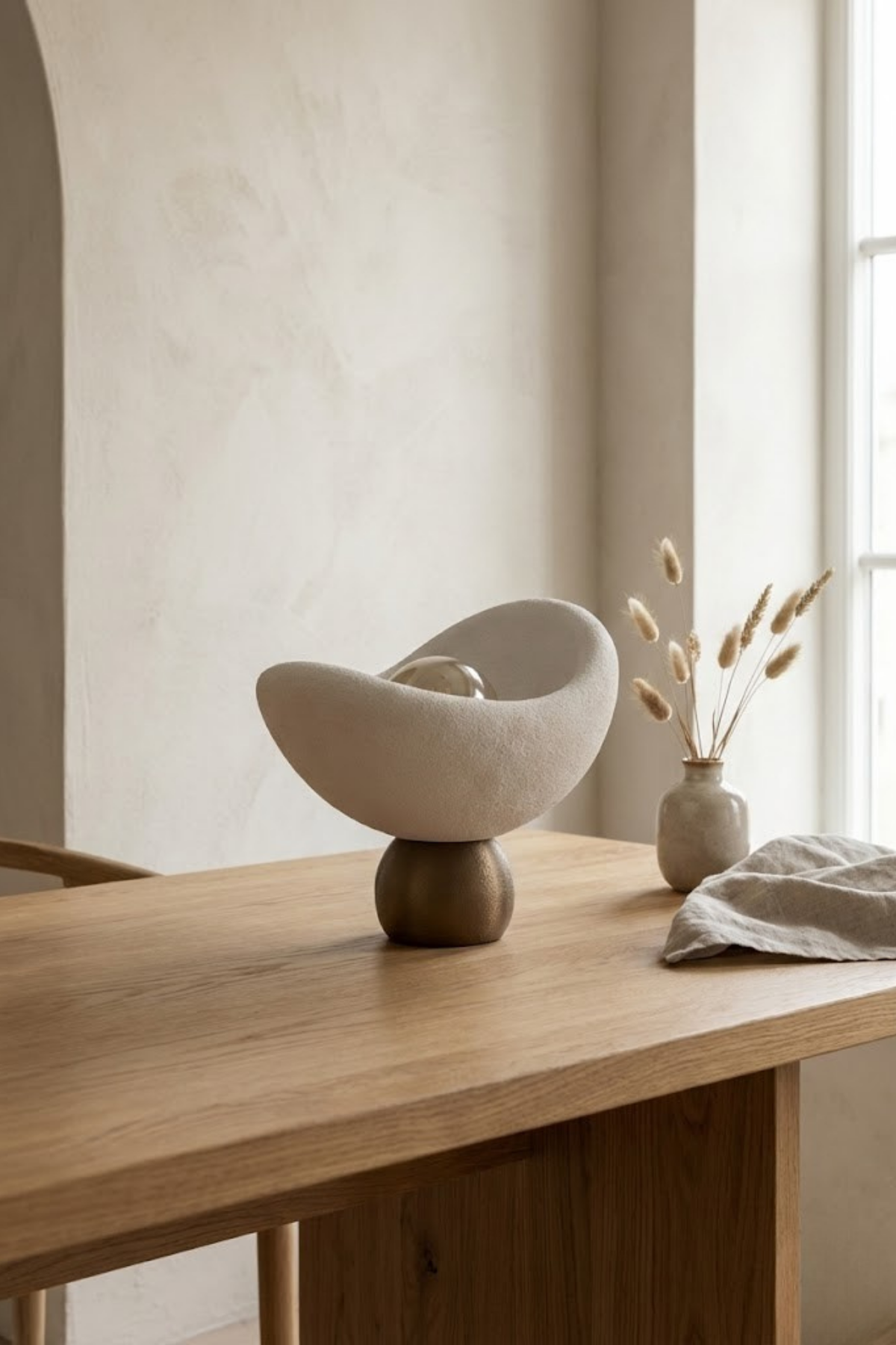 Luna Design Table Lamp White Bronze Detailed Lampshade, Soft Amber Light, Includes Gift Rustic Bulb 20 x 37 cm White