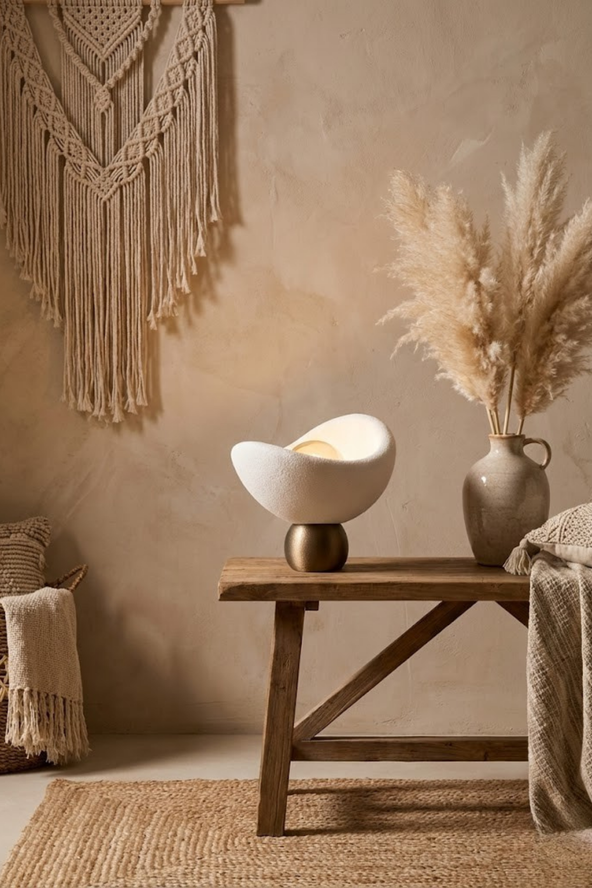 Luna Design Table Lamp White Bronze Detailed Lampshade, Soft Amber Light, Includes Gift Rustic Bulb 20 x 37 cm White