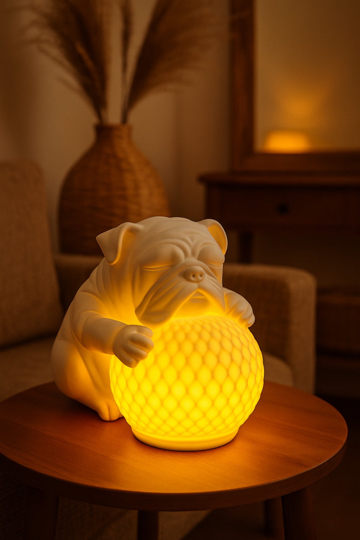 Bulldog Design 3D Decorative Table Lamp, Aesthetic Q
