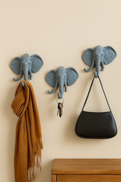 Decorative Abundance Elephant Hanger Multi-Purpose Set of 3