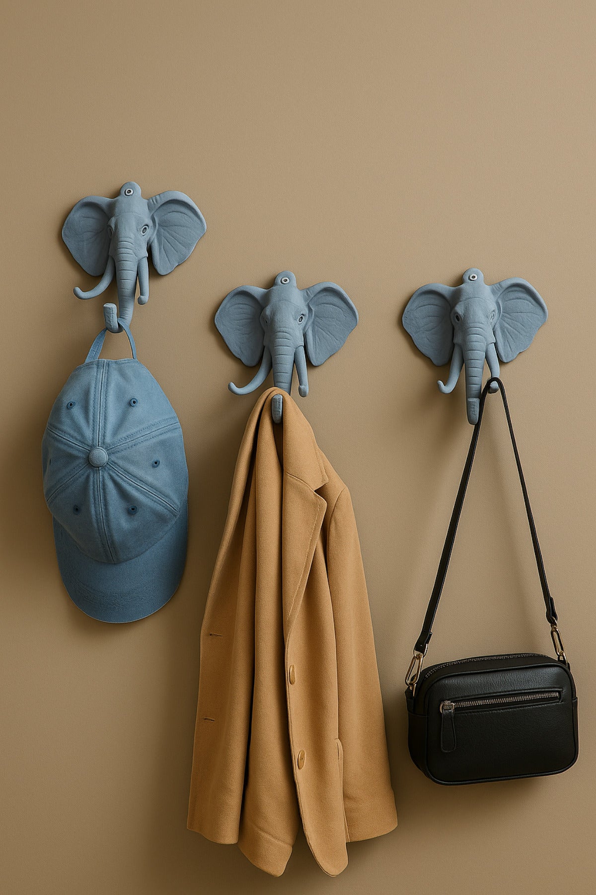 Decorative Abundance Elephant Hanger Multi-Purpose Set of 3
