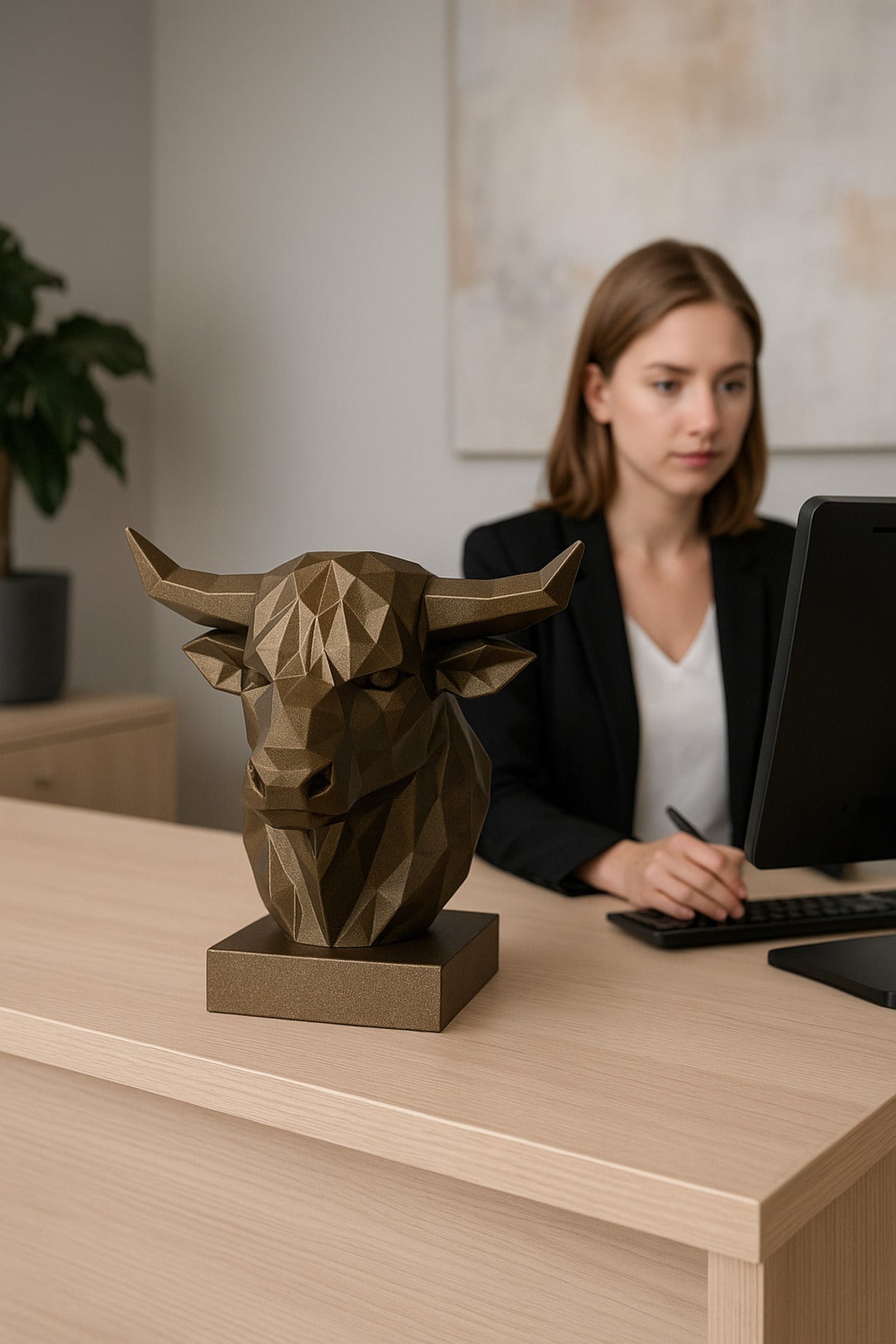 Decorative Bust Bull Statue Special Design 3d Gift 12