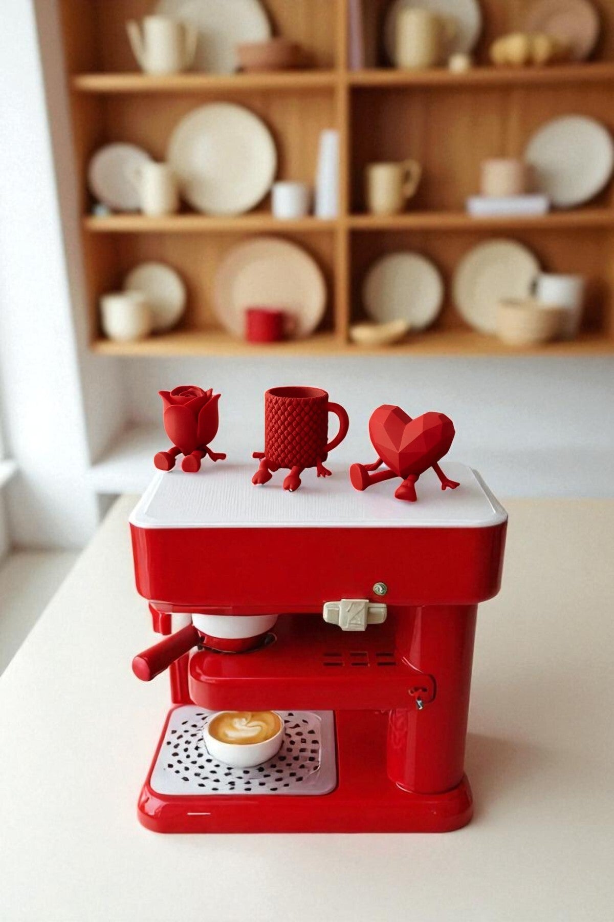 Decorative Heart Rose And Coffee Figure Coffee Lover Object 3