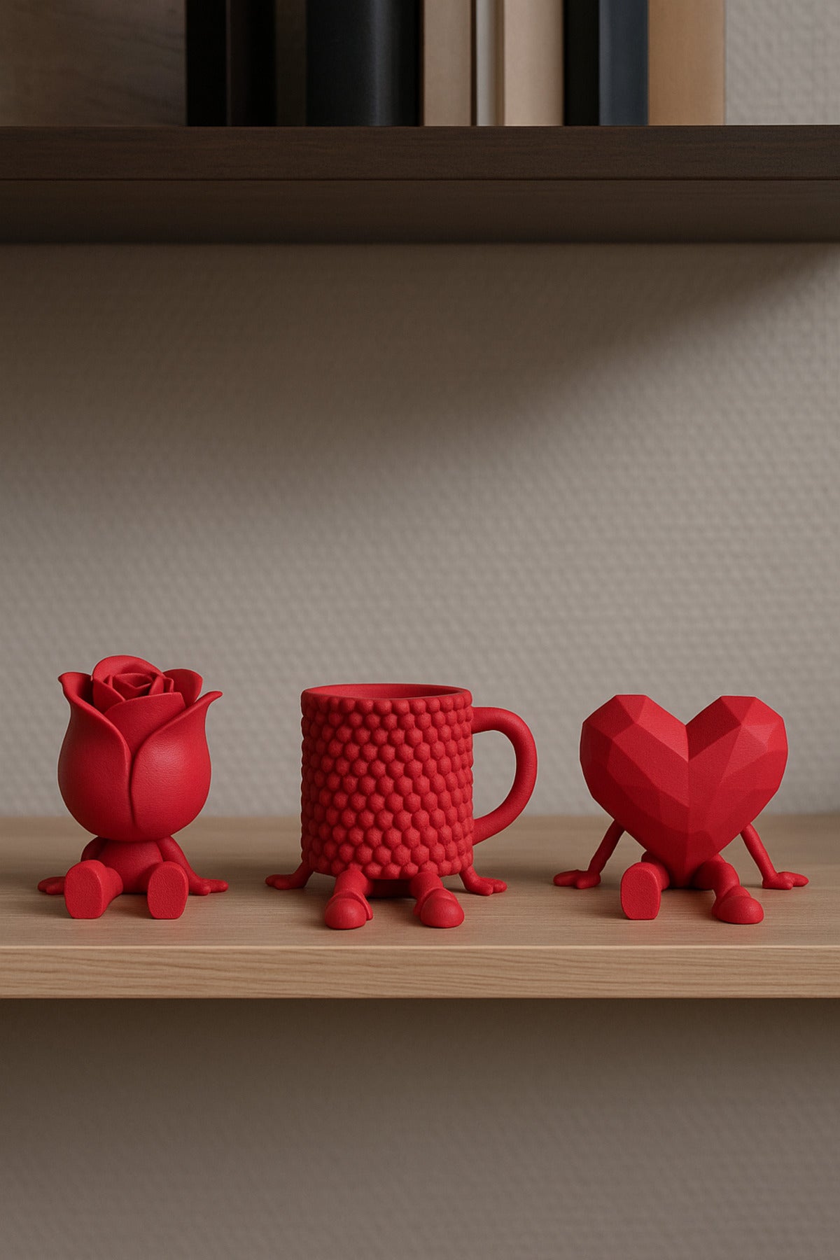 Decorative Heart Rose And Coffee Figure Coffee Lover Object 3