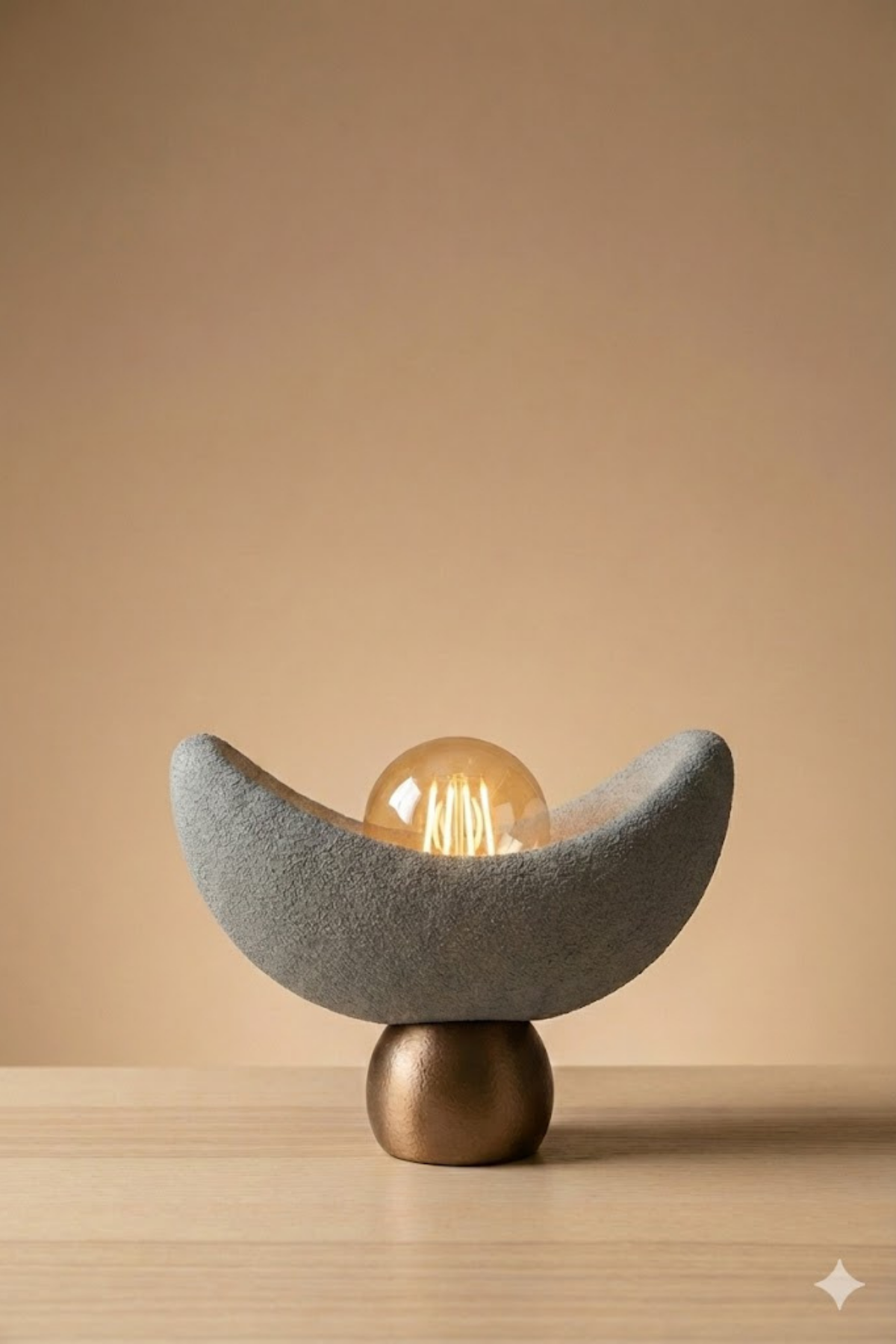 Luna Design Table Lamp Gray Bronze Detailed Lampshade, Soft Amber Light, Includes Gift Rustic Bulb 20 x 37 cm Gray