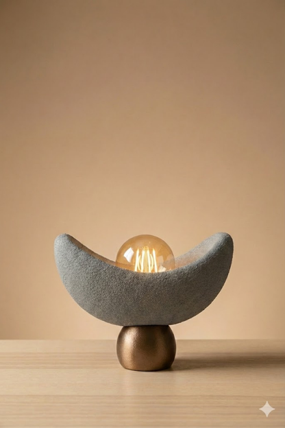 Luna Design Table Lamp Gray Bronze Detailed Lampshade, Soft Amber Light, Includes Gift Rustic Bulb 20 x 37 cm Gray
