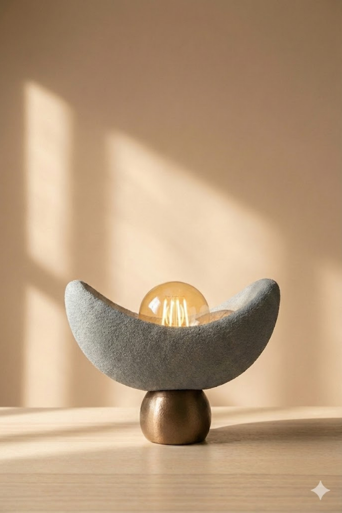 Luna Design Table Lamp Gray Bronze Detailed Lampshade, Soft Amber Light, Includes Gift Rustic Bulb 20 x 37 cm Gray