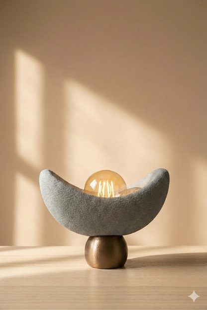 Luna Design Table Lamp Gray Bronze Detailed Lampshade, Soft Amber Light, Includes Gift Rustic Bulb 20 x 37 cm Gray