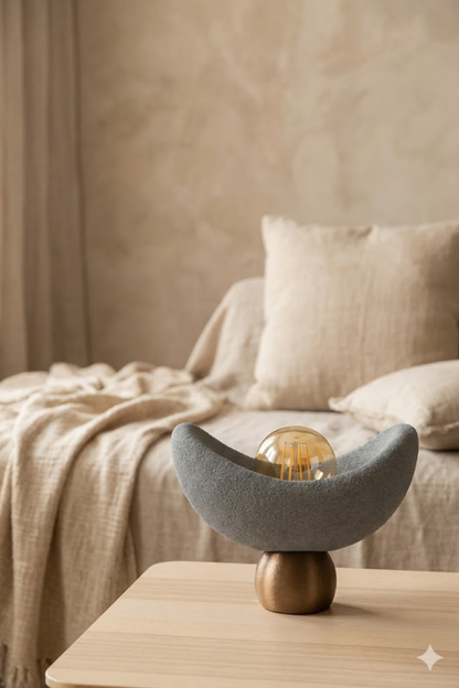 Luna Design Table Lamp Gray Bronze Detailed Lampshade, Soft Amber Light, Includes Gift Rustic Bulb 20 x 37 cm Gray